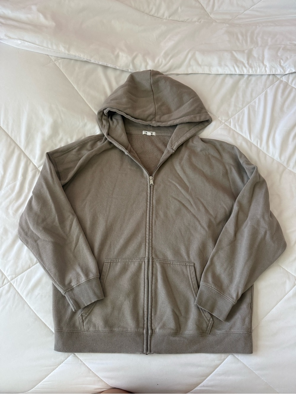 Garage Taupe Zip-Up Oversized Hoodie